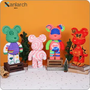 Tamaño medio montaje 3D modelo Graffiti oso Mini ladrillos oso violento 50CM 70CM Bearbrick Micro bloques de construcción figuras Juguetes