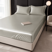 Drap-housse en satin à bords élastiques, drap plat une pièce avec taie d'oreiller assortie, vente en gros, fournisseur OEM ODM