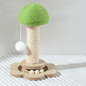 <span class=keywords><strong>Tiragraffi</strong></span> per Gatti in Sisal a Forma di Fungo con Pista per Palline e Giocattolo a Pompon Sospeso per Gatti da Interno - Product Image 3