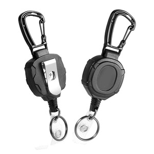 Heavy-duty black easy-zip transparent vertical <b>ID</b> backpack card <b>holder</b> outdoor hiking camping fishing keychain set - Product Image 5