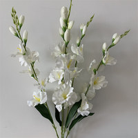 B1455 Décoration florale artificielle pour plafond de hall d'hôtel de mariage, rangée de fleurs en soie, arrangement de gladiolus à cinq branches