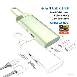 محول USB C Hub متعدد المنافذ 5 في 1 USB C محول HDMI مع 4K Hz 3xUSB PD من النوع W إلى C Hub Dongle لجهاز MacBook Pro AiR