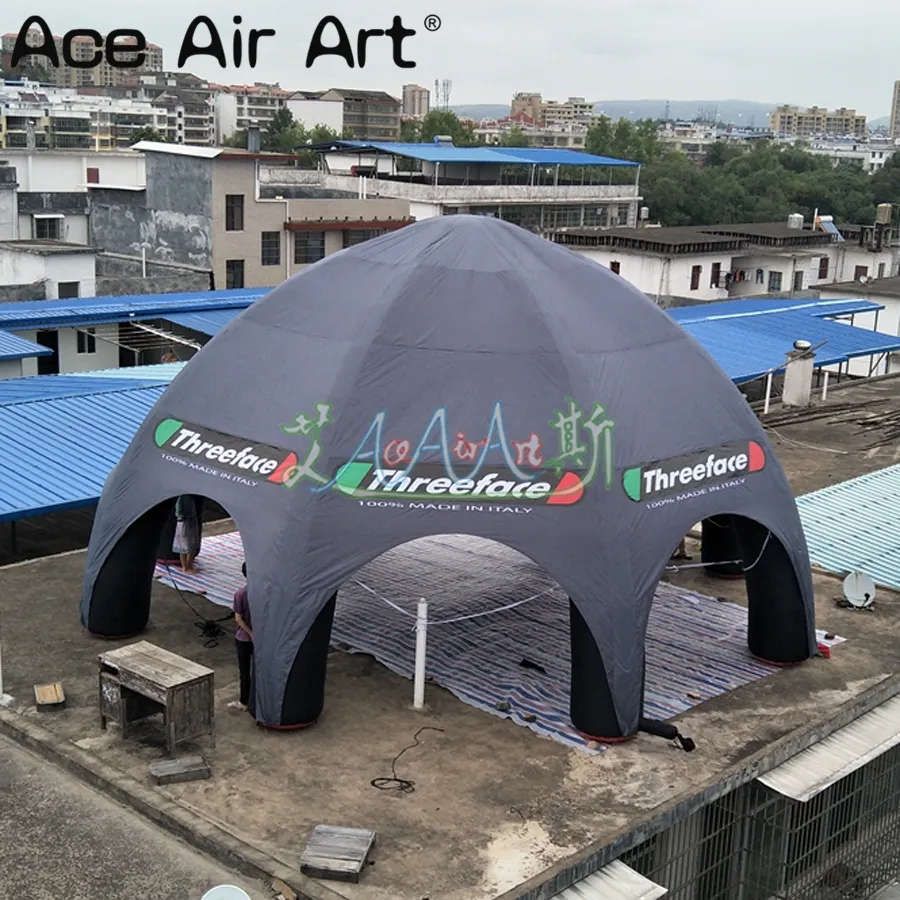 Tenda gonfiabile gigante del ragno del diametro di 10 m Tentage 8 gambe Black Air Marquee stazioni per eventi padiglioni per riparo per auto all'aperto