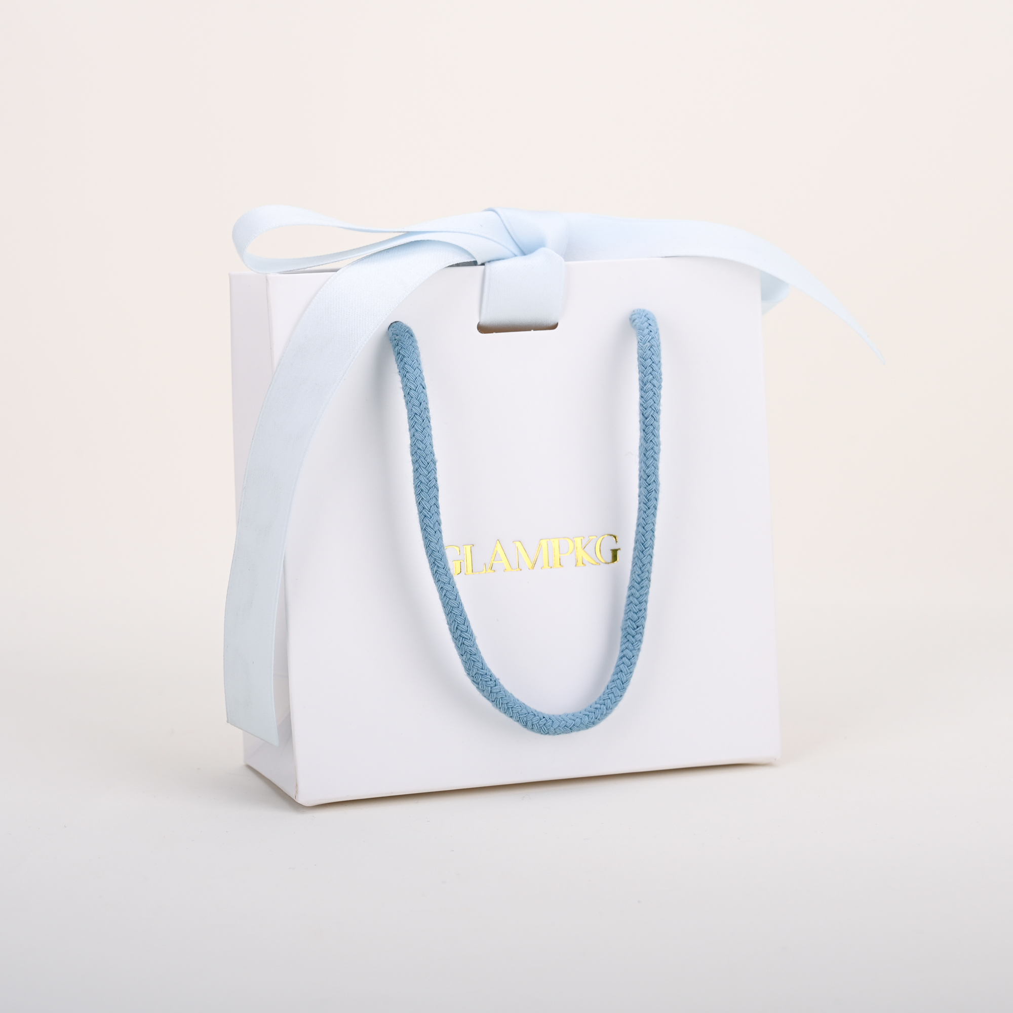 sky blue white paper bag