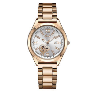 Reloj de tira de acero con calendario tachonado de diamantes de lujo ligero con reloj de cuarzo rojo grande para mujer de alta gama ahuecado - Product Image 6