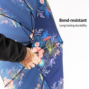 Parapluie droit semi-automatique anti-vent avec poignée en bois et crochet en fibre de verre, panneaux en pongee, toutes saisons, cadeau publicitaire - Product Image 1