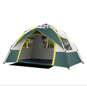 Tenda berkemah keluarga, tempat tidur 3-4 orang besar atap kanvas lapisan ganda