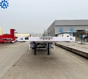 รถพ่วงพื้นเรียบ 3 เพลา ขนาด 20 ฟุต 40 ฟุต 45 ฟุต 53 ฟุต สำหรับขนส่งตู้คอนเทนเนอร์ รถพ่วงกึ่งพ่วงพื้นเรียบสำหรับขาย - Product Image 5