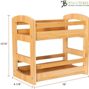 Étagère à épices en bambou double couche, organiseur de rangement pour comptoir de cuisine - Product Image 4