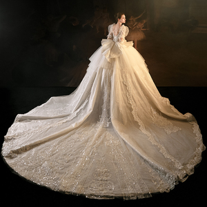 Jancember LSMX029 Bling Fantastic <b>Wedding</b> Bridal Gowns <b>Dresses</b> With <b>Long</b> Trains - Product Image 5