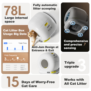 Bac à litière pour chat intelligent automatique de haute qualité, grande capacité, facile à nettoyer, auto-nettoyant - Product Image 3