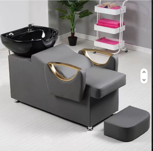 High End Portable Shampoo Chair Hair Salon Use Fiberglass Basin Semi-Reclining Flushing <b>Bed</b> Water <b>Heater</b> Modern Design - Product Image 4