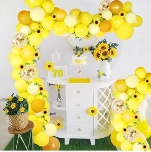 Sunflower Decorations Balloon Garland Kit With Yellow Balloons Gold Banner Flower Vine Balloon Arch Kit For Birthday Bee Theme