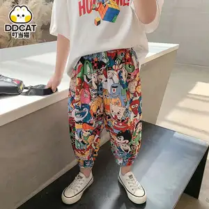 Ice Silk Boy Mosquito Pants 2024 Summer Cartoon Casual Loose Children's Baby Summer Handsome Boy Pants