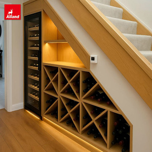 Allandgroup, cèdre rouge, aulne, cerisier, bois massif, pliable, cave antique, sous l'escalier, espace, porte-bouteilles à vin, armoire pour collection de vin - Product Image 2