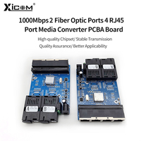 XICOM Gigabit, 2 Puertos de Fibra, 4 Puertos RJ45, Placa PCBA, Conector SC, Monomodo Simplex, Switch de Fibra Óptica Ethernet 10/100/1000M