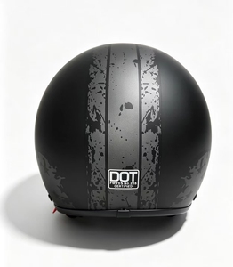 <span class=keywords><strong>หมวก</strong></span><span class=keywords><strong>กัน</strong></span><span class=keywords><strong>น็อค</strong></span>ครึ่งใบลายทางวินเทจแบบดิสเทรส  สีดำด้าน สำหรับมอเตอร์ไซค์และสกู๊ตเตอร์ - Product Image 3