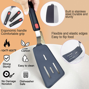 11 pièces Spatule en silicone Turner 600F Spatules de cuisson résistantes à la chaleur pour ustensiles de cuisine antiadhésifs Grands ustensiles de cuisine flexibles BPA <span class=keywords><strong>Fr</strong></span> - Product Image 2