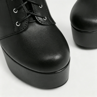 Bottines noires à plateforme pour femme, bout rond, à lacets, avec anneau métallique, sangle de harnais, talon bloc épais, fermeture éclair latérale, style gothique punk