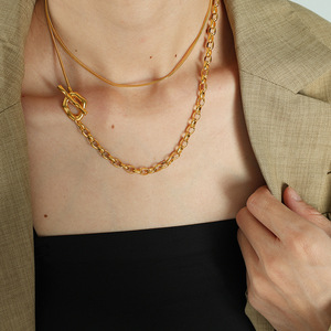 Collana a Catena Regolabile con Fibbia OT, Catena Lunga in Acciaio Inossidabile per Maglioni Invernali da Donna, Collana Dorata - Product Image 6