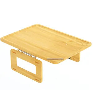 アームソファテーブル用の回転式電話ホルダーソファトレイ付きサイドテーブルソファアームのAddreen可動式竹ソファトレイテーブルクリップ