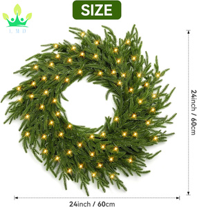 Artificial Christmas <strong>Wreath</strong> for Front <strong>Door</strong> LED Norfolk Pine Realistic Greenery Holiday Home Decoration Valentine's Day <strong>Easter</strong> - Product Image 5