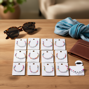 Pulsera de Cuentas Coloridas con Forma de Letra, Pulsera de Acero Inoxidable Hecha a Mano, Juego de 12 Piezas - Product Image 3