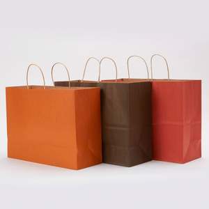 Sac de shopping en papier kraft KM avec poignée torsadée brune, sac fourre-tout en papier kraft pour vêtements, chaussures, chaussettes, fourrure, emballage, utilisation alimentaire - Product Image 1