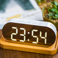 Wekker Digitale Spiegel Oppervlak Dimmer Grote Led Display Dual Usb Opladen Poorten Snooze Slaap Timer Slaapkamer Decoratie