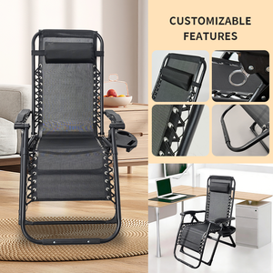 Ghế thư giãn không trọng lực có logo tùy chỉnh, màu đen, đồ nội thất sân vườn, ghế gấp có thể điều chỉnh - Product Image 2