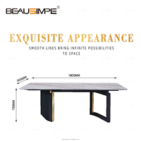 Ensemble de table à manger de luxe au design italien moderne avec plateau en marbre et pieds en acier inoxydable pour salle à manger