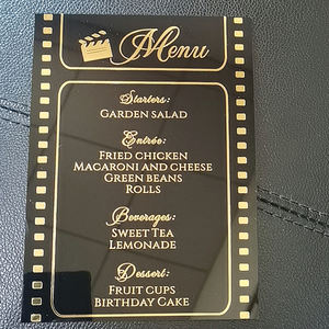 Carte de menu en acrylique noir au design créatif avec motif floral et impression personnalisée, cartes d'invitation personnalisées, cartes de table - Product Image 3