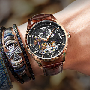 Montre mécanique automatique Ailang Skeleton Tourbillon, 11 mm, étanche 30 m, boîtier rond, bracelet en cuir de vache, fermoir à boucle, pour homme - Product Image 4