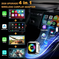 Adaptor CarPlay Android Auto Nirkabel 4 in 1, USB Plug and Play untuk Koneksi Cermin iPhone Android untuk Mobil OEM dengan Carplay Berkabel.
