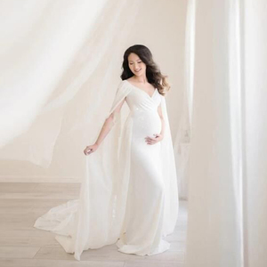 Mujeres maternidad elegante vestido fuera del hombro Maxi embarazo fotografía vestidos <span class=keywords><strong>para</strong></span> sesión de fotos - Product Image 2