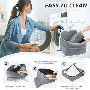 Luxo Dobrável Dog <span class=keywords><strong>Car</strong></span> Seat Booster Alta Densidade Soft Plush Anti-Slip Quente Estilo Elegante Pet <span class=keywords><strong>Car</strong></span> Seat <span class=keywords><strong>Bed</strong></span> Belt Lavável - Product Image 4