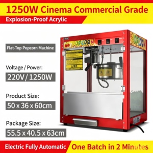 Nueva Máquina Comercial de Palomitas de Maíz de Acero Inoxidable con Triple Interruptor Independiente, Calentamiento, Agitación y Luz, 1250W - Product Image 6