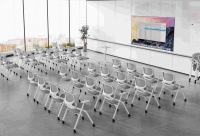Chaises de formation commerciales empilables et pliables, chaises de conférence modernes pour bureau, vente en gros, tablette d'écriture optionnelle, directement de l'usine