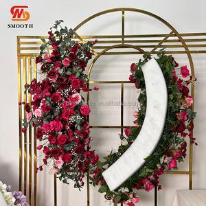 Nouveau design élégant de guirlande florale rouge bordeaux courbée pour la décoration d'arche de toile de fond pour événements de mariage - Product Image 2