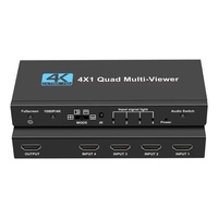 Conmutador HDMI1.4 4K de Hierro 4x1, Multivisor de Pantalla Cuádruple en Tiempo Real, HDCP 1.4, Conmutador sin Interrupciones, Accesorio de Audio/Video Remoto