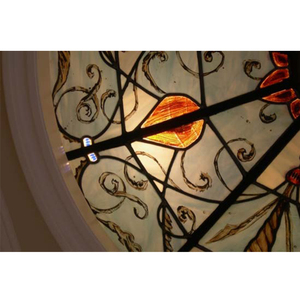 Domo de cristal pintado a mano con patrones personalizados para pasillo, cúpula de techo con diseño de fábrica de vidrio pintado a mano - Product Image 3