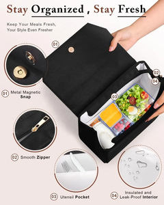 कस्टम लक्जरी सुरुचिपूर्ण शाकाहारी चमड़े के लैपटॉप दोपहर का भोजन tte बैग महिलाओं के लिए थर्मल इन्सुलेट कूलर लंच बैग - Product Image 4