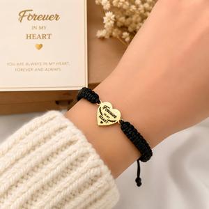 Bracelet de couple tressé en forme de cœur, réglable, en acier inoxydable, cadeau, bijoux, Forever In My Heart - Product Image 2
