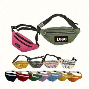 Sac banane de sport en polyester imperméable avec impression de logo personnalisable, fermeture éclair et motif brodé - Product Image 1