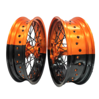 KTM EXC 500 525 için İşlenmiş Göbekli Performans Yarış Jantları ile CNC Alüminyum Alaşımlı 17 İnç Supermoto Jant Seti Stokta