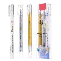 Stylo de dessin anime pour croquis à la main, idéal pour les esquisses artistiques, peinture de contour, surligneur haute capacité tricolore or, argent, blanc
