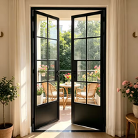 Porte française à battants en aluminium à pont thermique, double vitrage trempé, norme européenne, pour villa et appartement