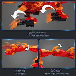 Blocs de construction en plastique assemblés, série de dragons mécaniques, jouet éducatif télécommandé électrique, vente en gros, OEM - Product Image 5