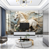Plaque PVC Marbre Haute Flexibilité 3mm d'épaisseur avec Revêtement UV, Panneau d'Impression 3D 5D, Motif Animal et Floral pour Mur Intérieur