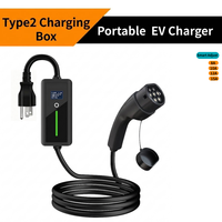 Pengisi Daya EV Portabel 16A Baru Tipe 2 NEMA 5-15P Arus Dapat Diatur Pintar Tahan Air IP66 110V-240V untuk Mobil EV